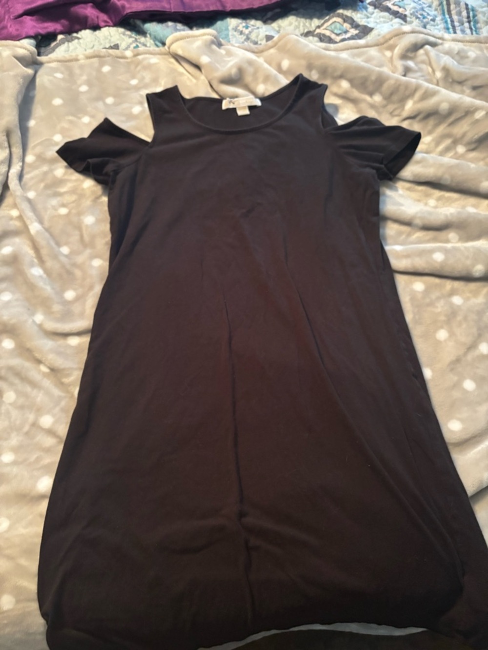 Michael Kors Black Cold-Shoulder Midi Dress